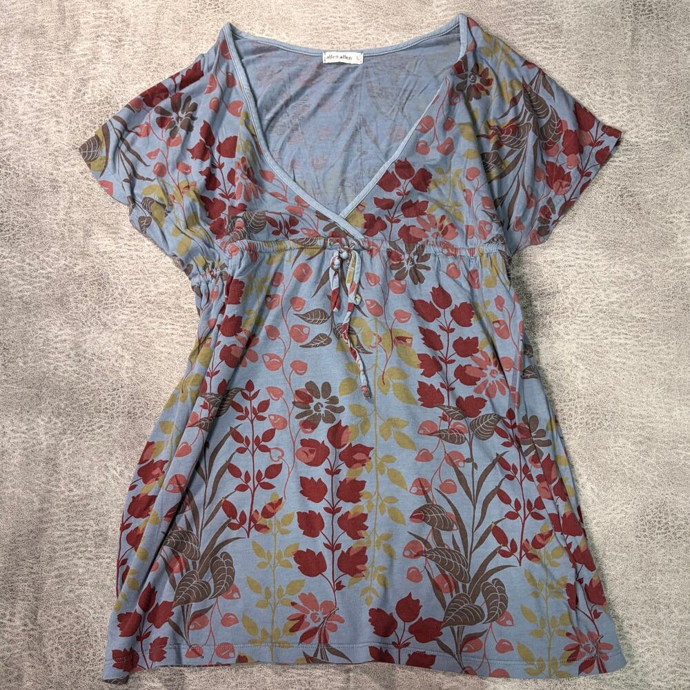 Dusty Blue Floral Babydoll Mini Dress